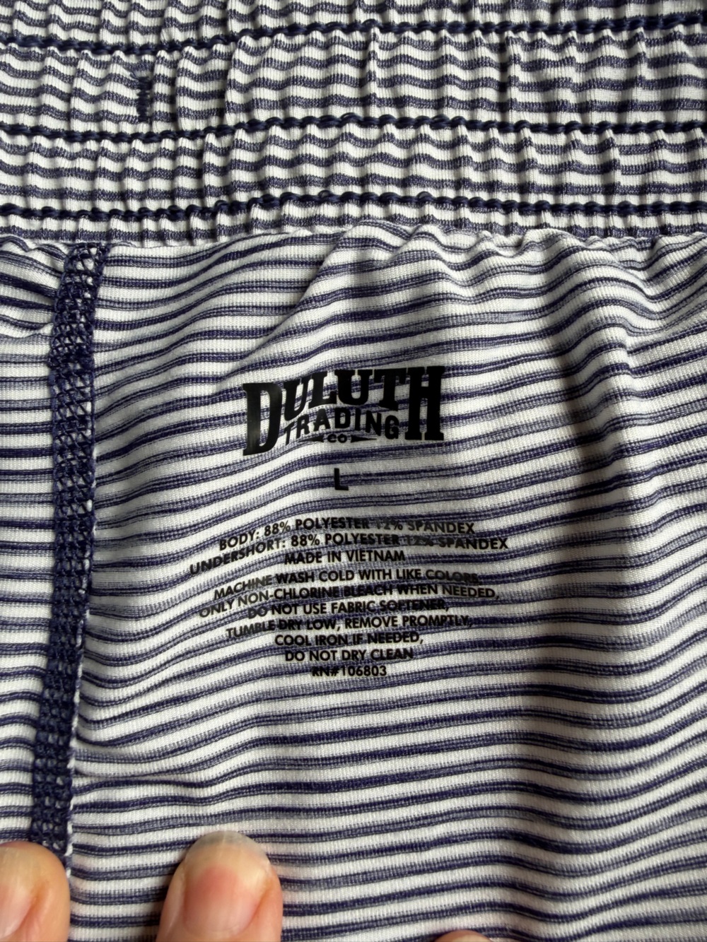 Duluth Trading Co Navy and White Striped Pull-On Skort size L cotton - Picture 4 of 4